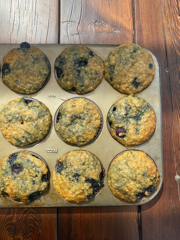 Blueberry Oatmeal Flax Seed Muffins
