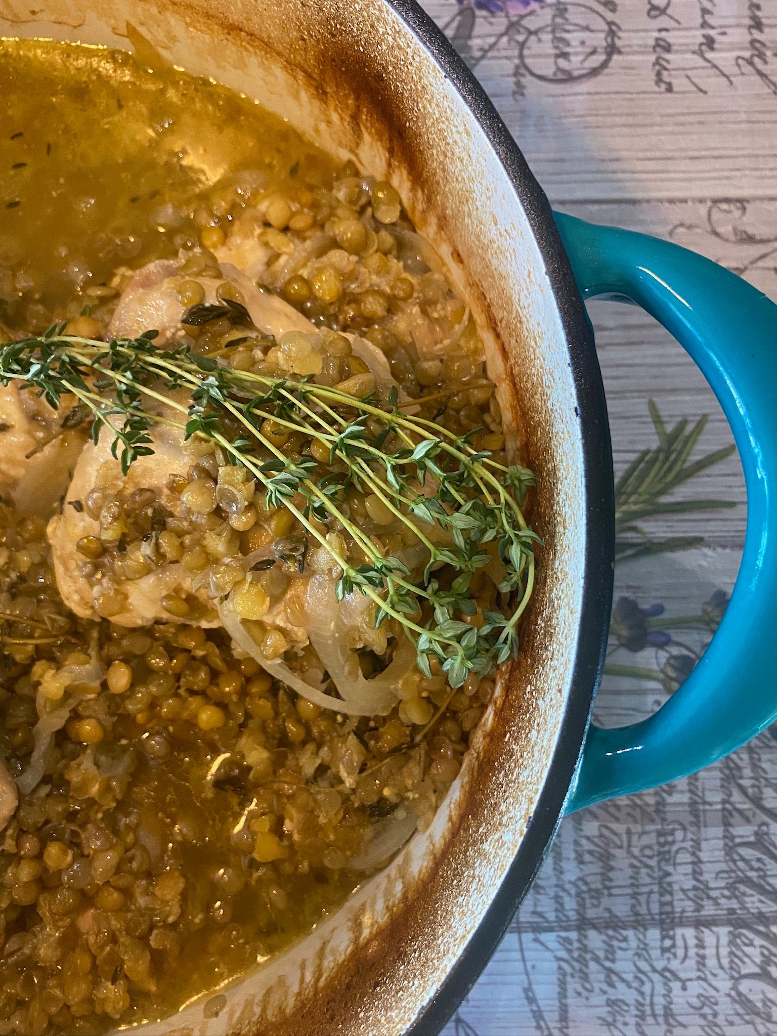French Mustard Braised Chicken and Lentils